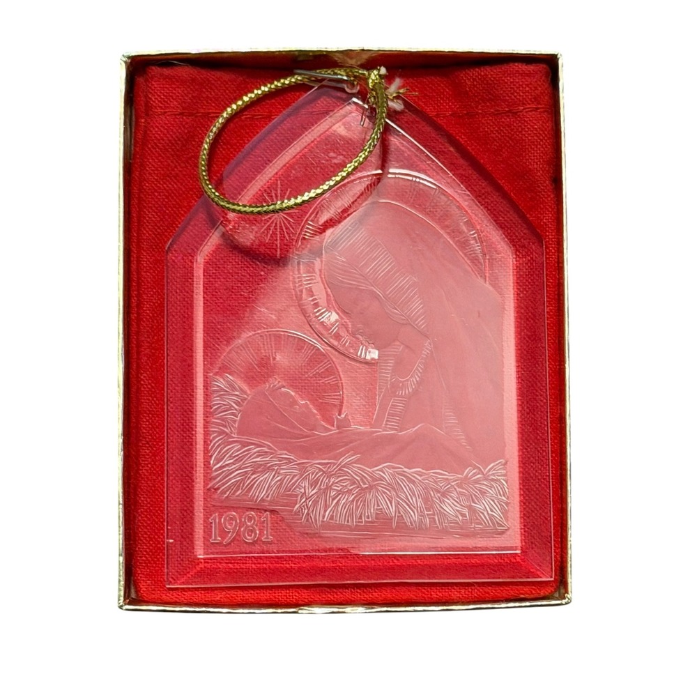 Lincoln House 1981 Christmas Ornament Etched Lucite Nativity Madonna Child